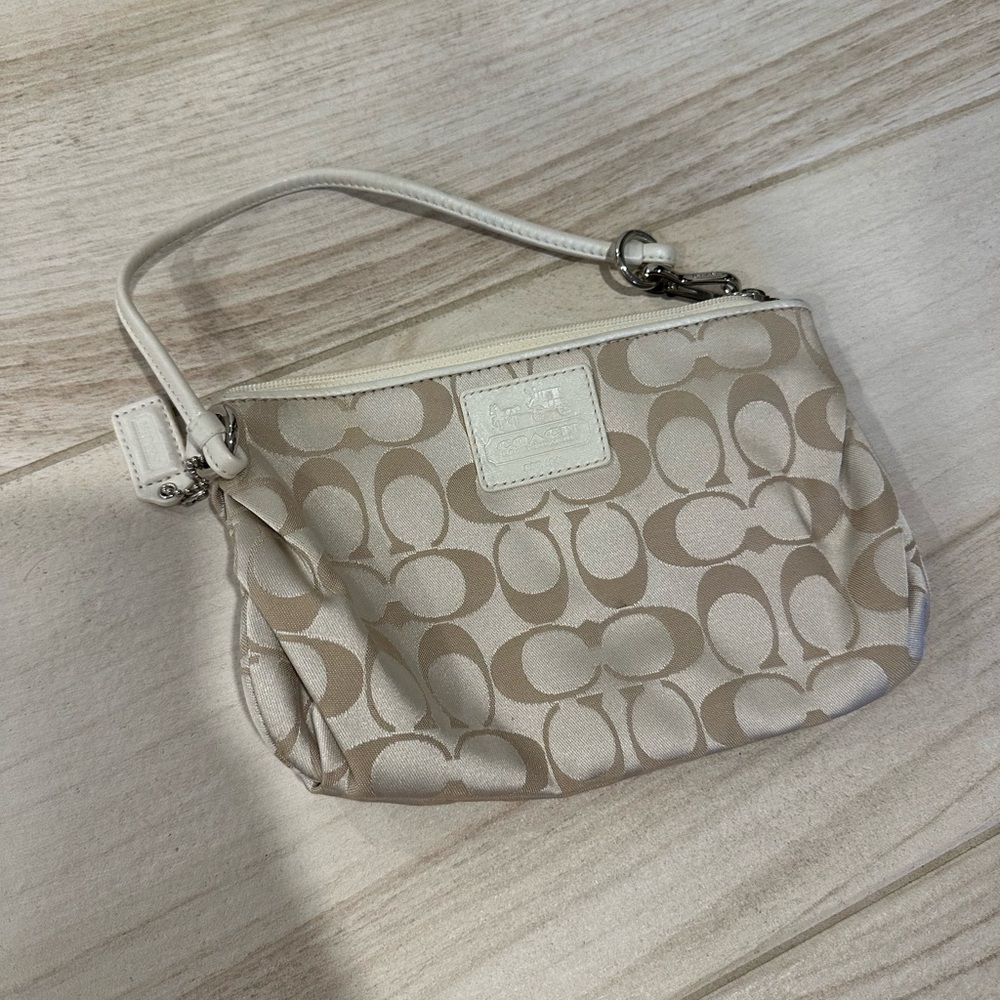 Coach Cream and White Clutch